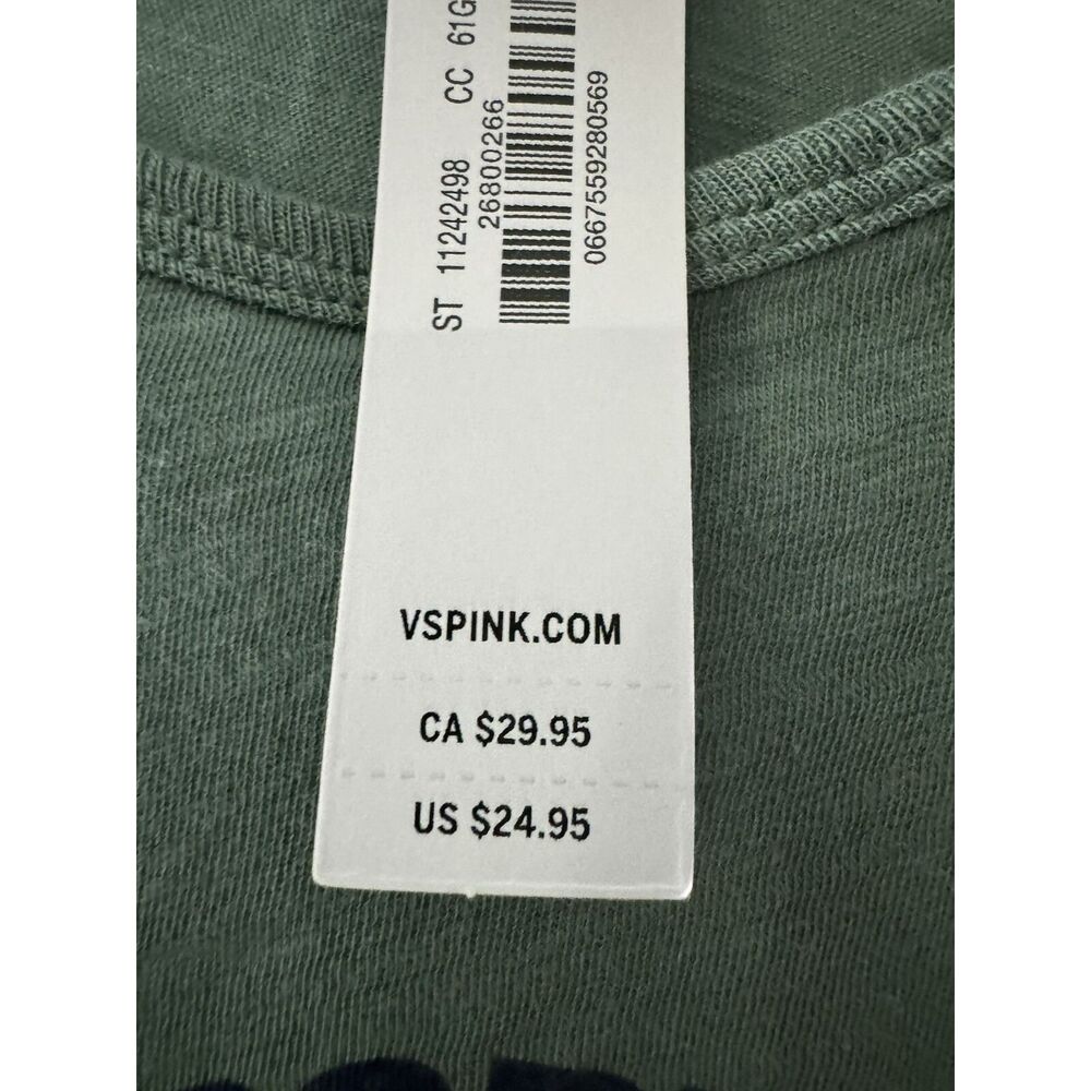 PINK COTTON CROPPED RACERBACK TANK TOP size XS in green - Picture 7 of 8